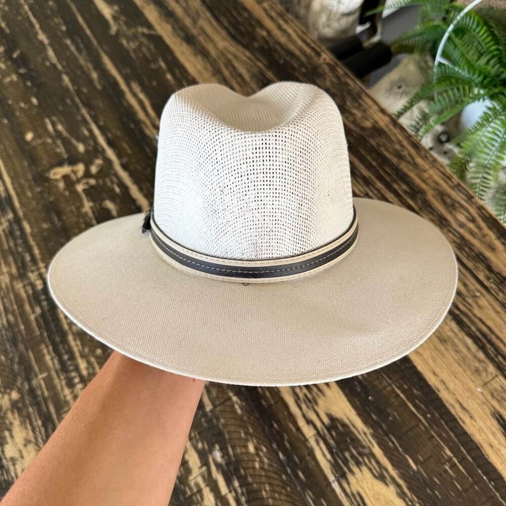 HAT - White Brimmed Country Cowboy Hat - MEDIUM - Picture 15 of 15